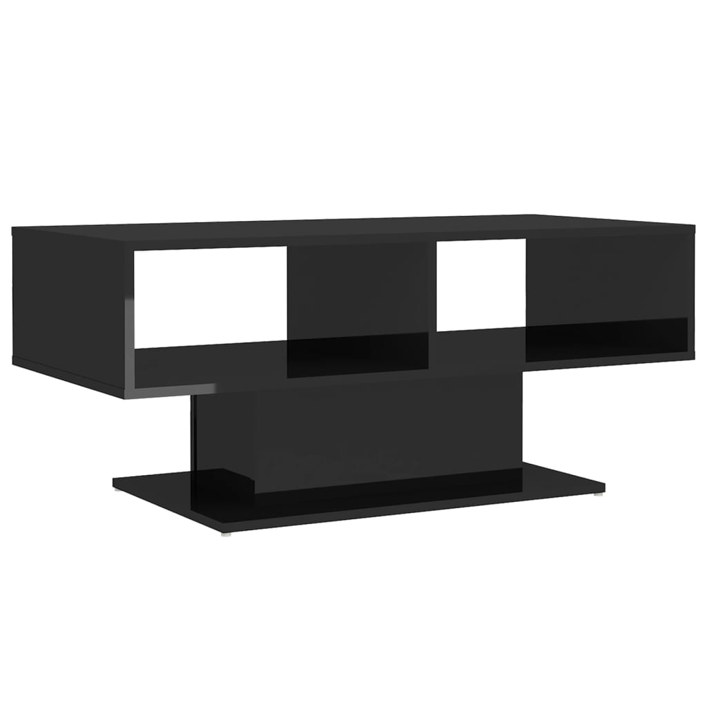 NNEVL Coffee Table High Gloss Black 103.5x50x44.5 cm Chipboard